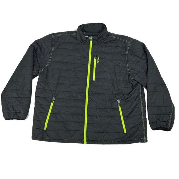 Huk Fishing Jacket Men's‎ XXL Black Full Zip Puffer Quilted Pockets Lightweight - Picture 1 of 11